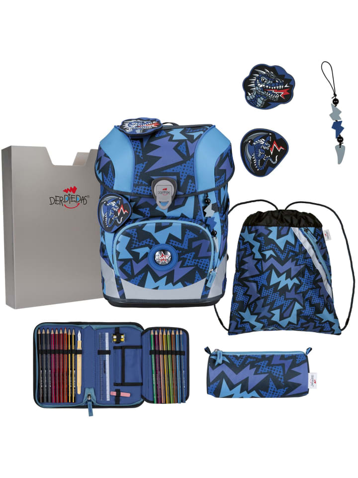 derdiedas Schulranzen Set 5-tlg. ErgoFlex Tiny Dark Dragon in blau