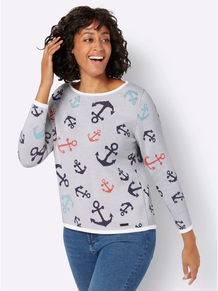 Pullover in weiß-marine