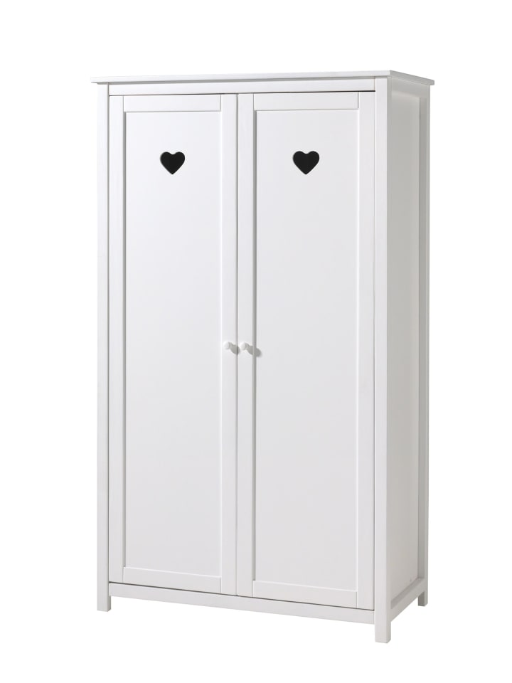 KINDERZIMMERSCHRANK Kamila 110x57x191 mit 2 Türen MDF+Massivholz Weiß