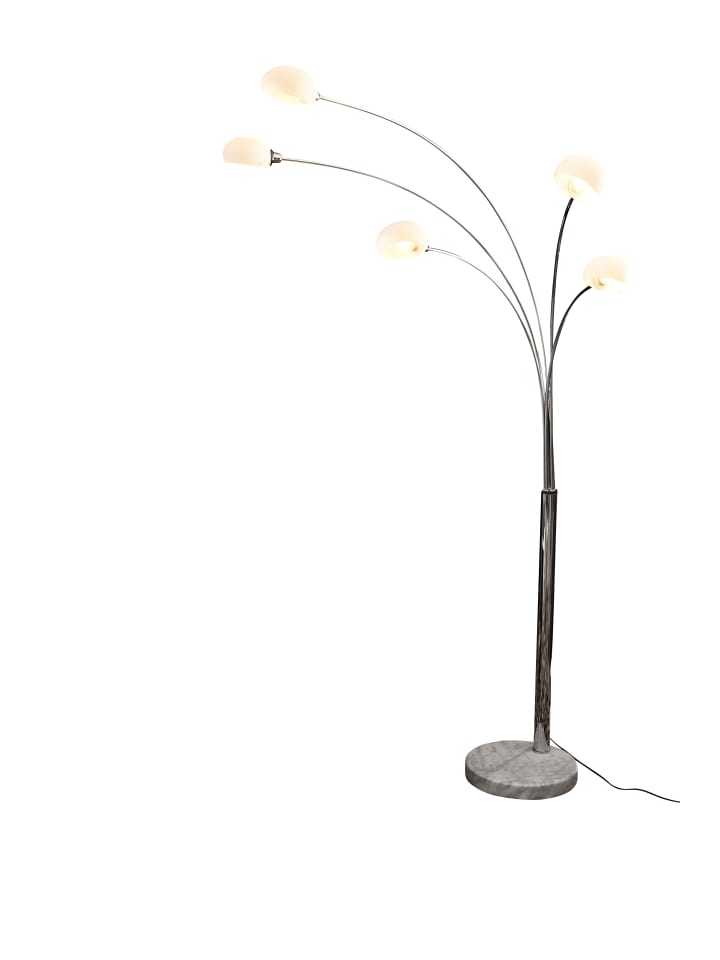 Bogenleuchte 210 cm Five Fingers 5-flammig bewegliche Arme Glasschirme in Weiß
