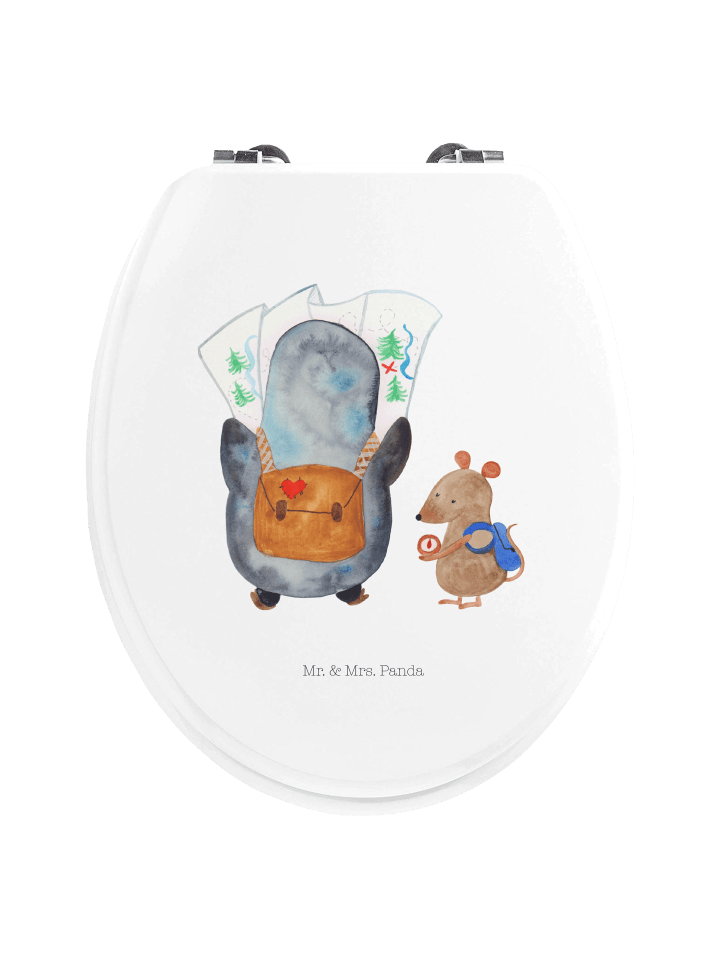 WC Brille Pinguin & Maus Wanderer ohne Spruch in Weiß