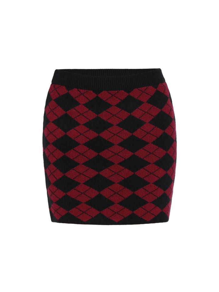 Women Skirt in black burgundy