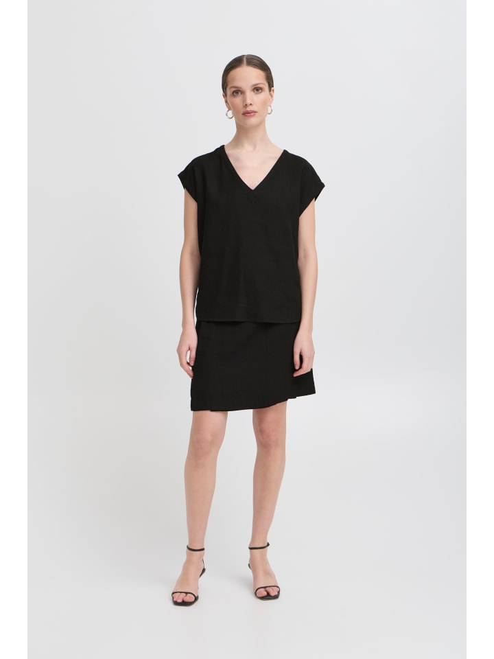 Kurzarm-Bluse IHLINNO Loose fit in Black