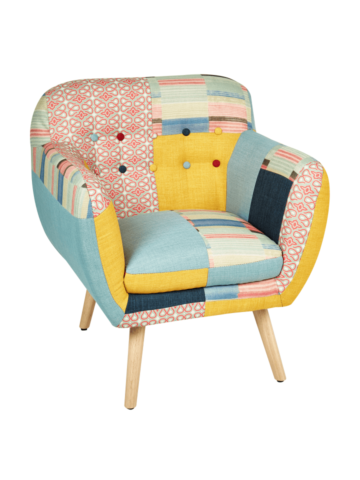 Sessel MELBY in Bunt/Blau/Rot - (W) 68 x (H) 77 x (L) 59 cm