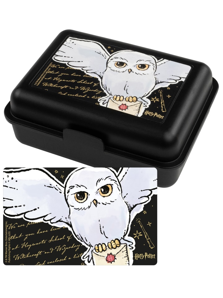 Harry Potter Brotdose Hedwig Eule Lunchbox Butterbrotdose Trennwand in schwarz