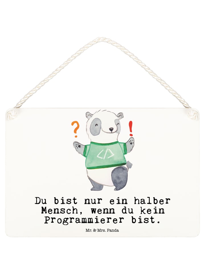 Wandbild Holz Programmierer Herz mit Spruch in Weiß