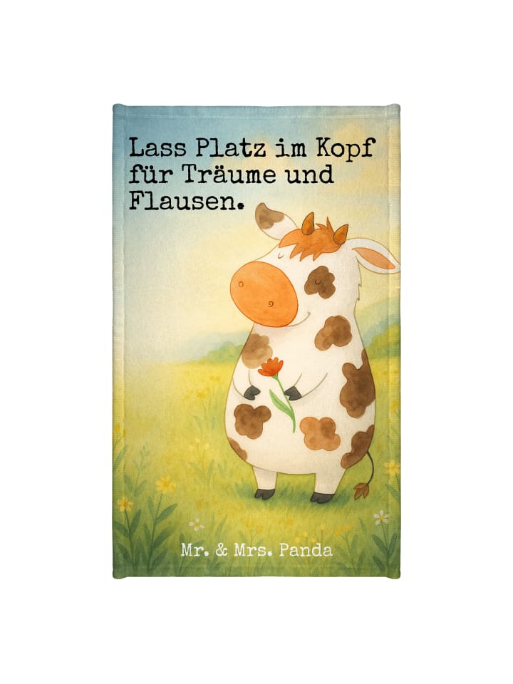 Handtuch Kuh Design mit Spruch in Weiß
