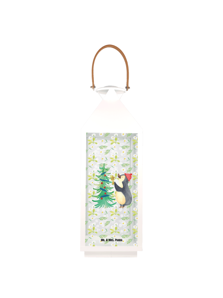 Kerzenlaterne Pinguin Weihnachtsbaum ohne Spruch in Transparent