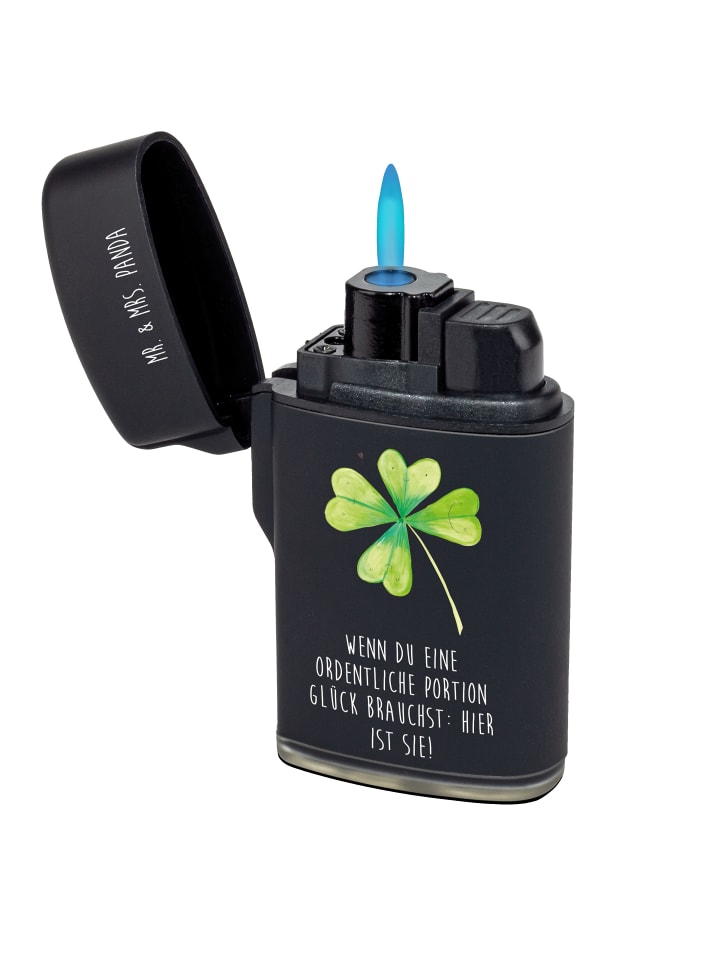 Anzünder Blume Kleeblatt mit Spruch in Schwarz