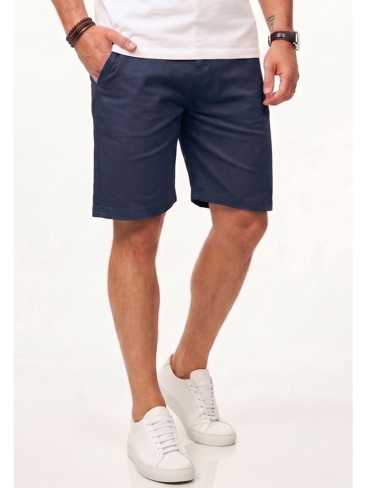 Chinoshorts - Kurze Hose mit Stretch inkl. Gürtel für Herren in Navy