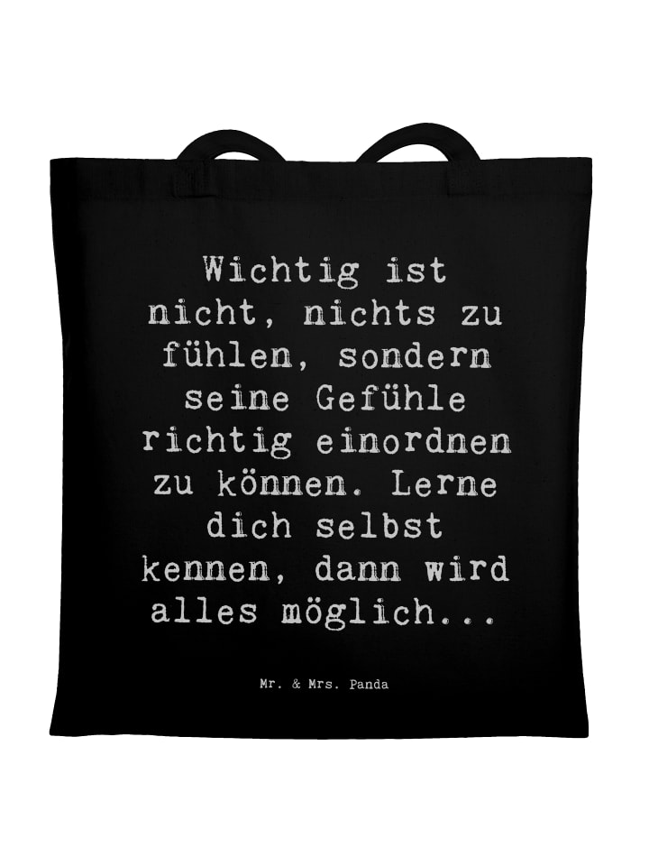 Tote Bag Spruch Emotionen ausdrücken Weisheit m... in Schwarz