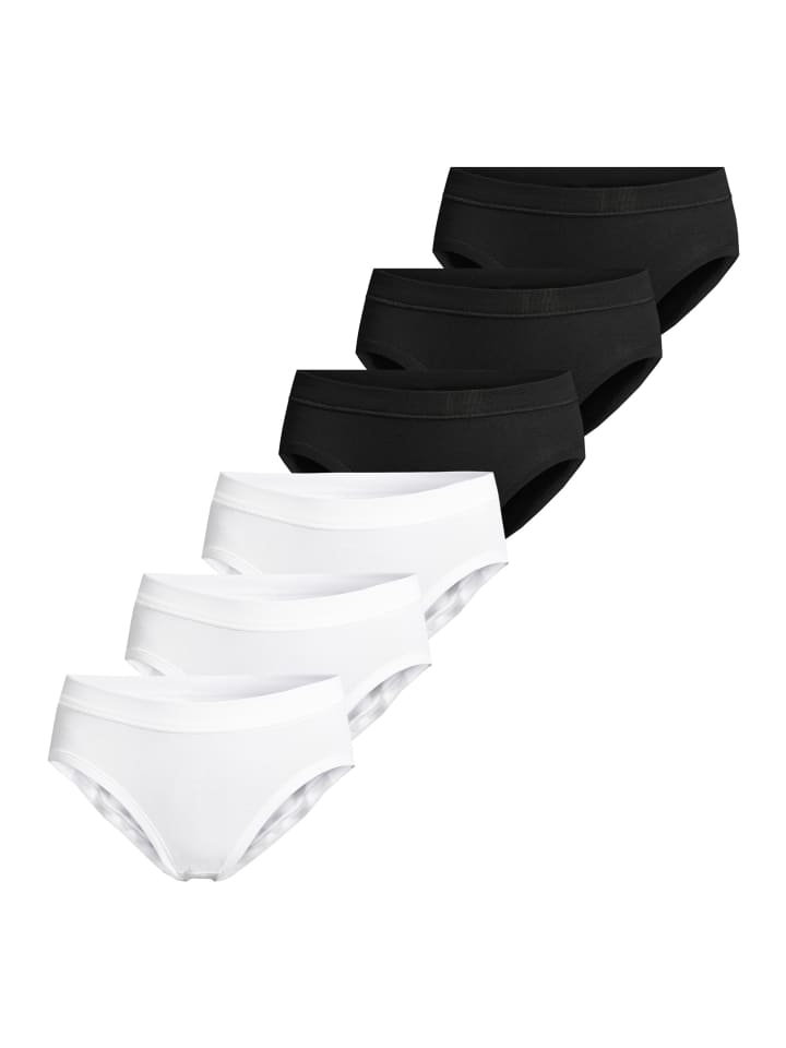Hüftslip Feinripp in Weiß / schwarz