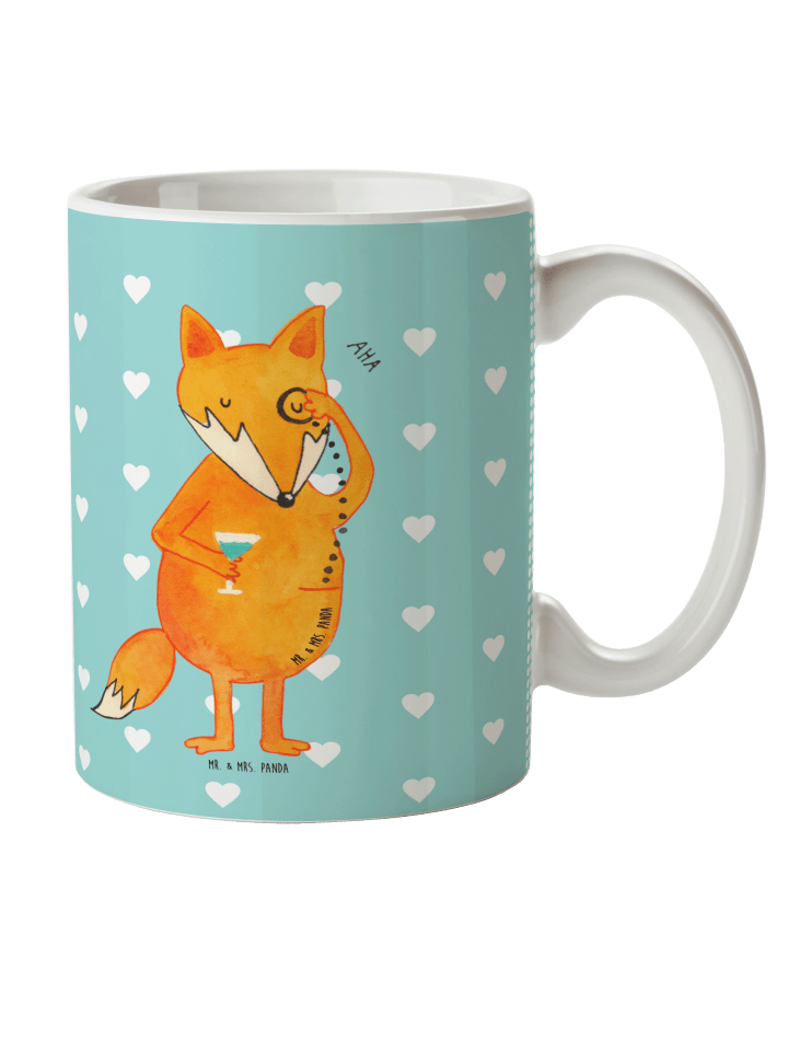 Kaffeebecher Fuchs Lord ohne Spruch in Türkis Pastell