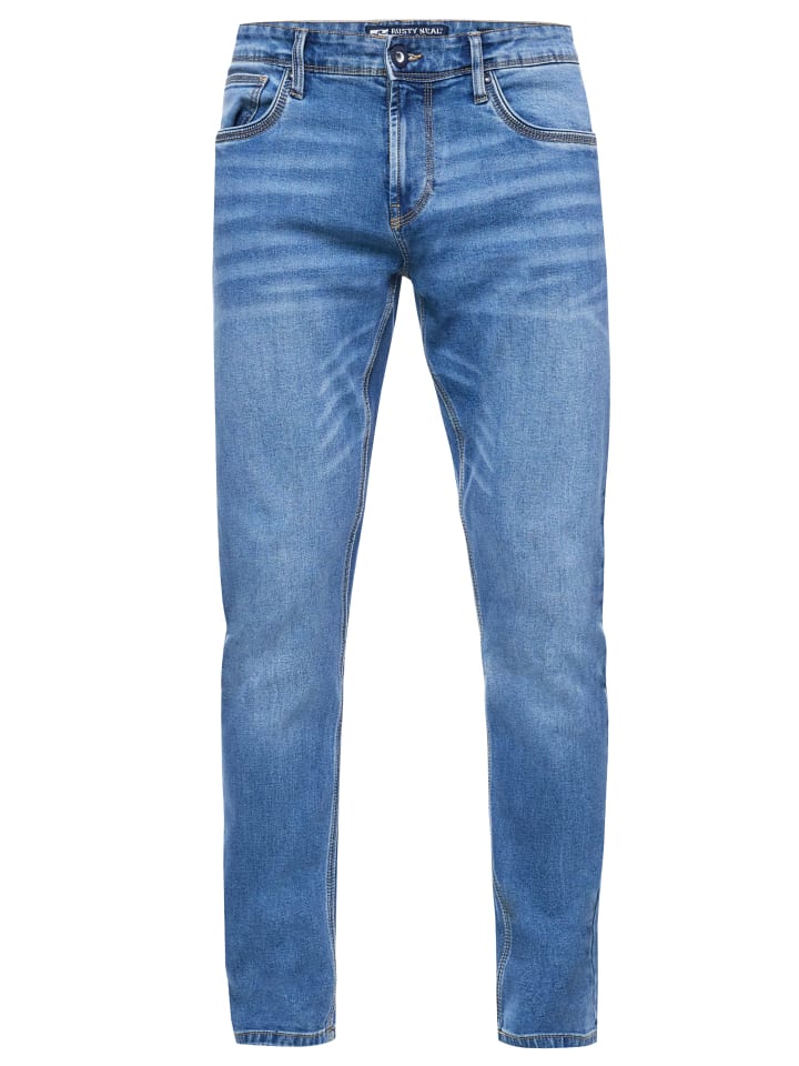 Blue Used Jeans Hose "MELVIN" Slim Fit Cotton-Stretch in Blue Used