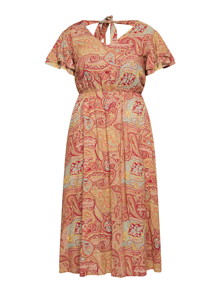 Damen Kleid Mit Paisley-Print in Bordeaux Mehrfarbig