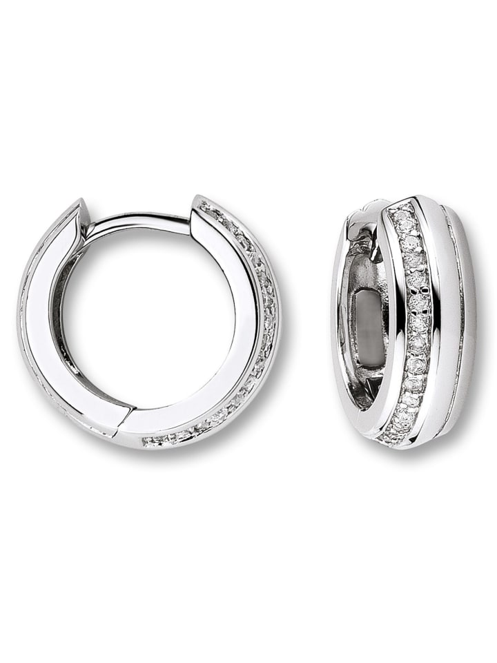Zirkonia Ohrringe   Creolen aus 925 Silber in silber