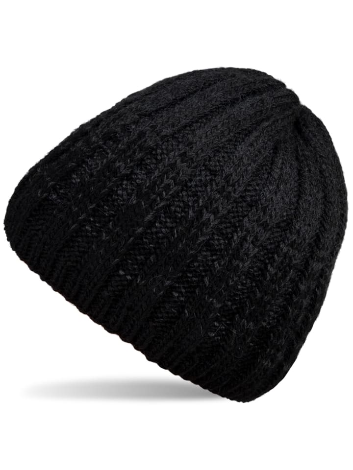 Strickmütze in Schwarz-Dunkelgrau