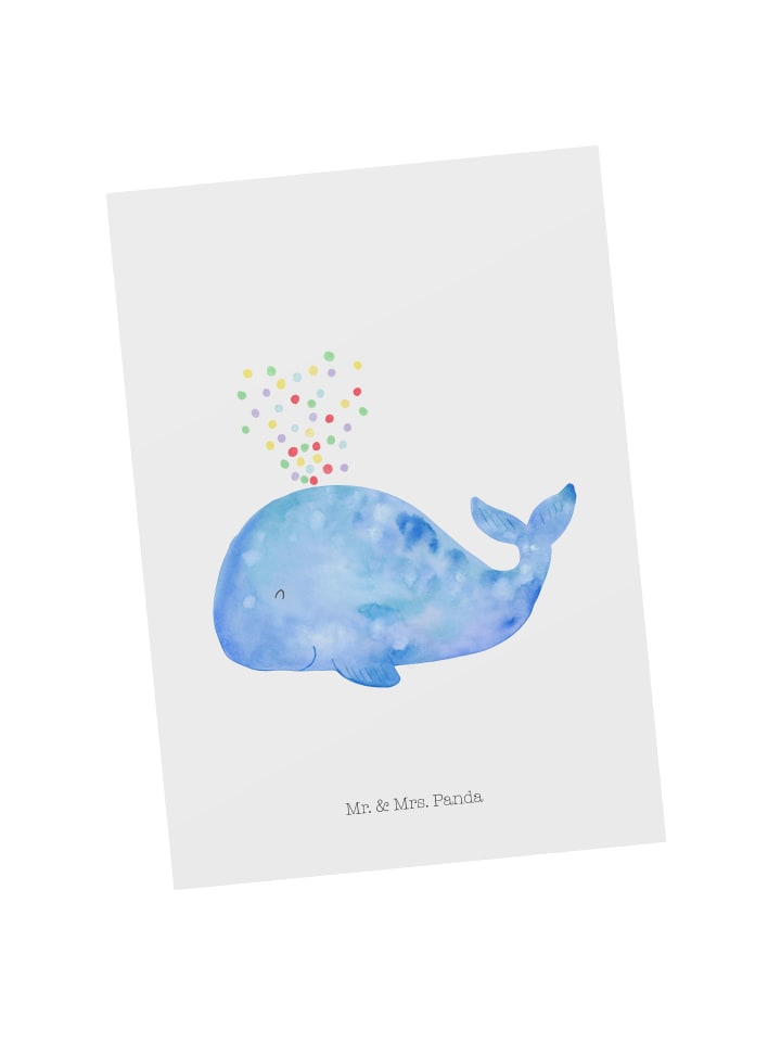 Postkarte Wal Konfetti ohne Spruch in Weiß