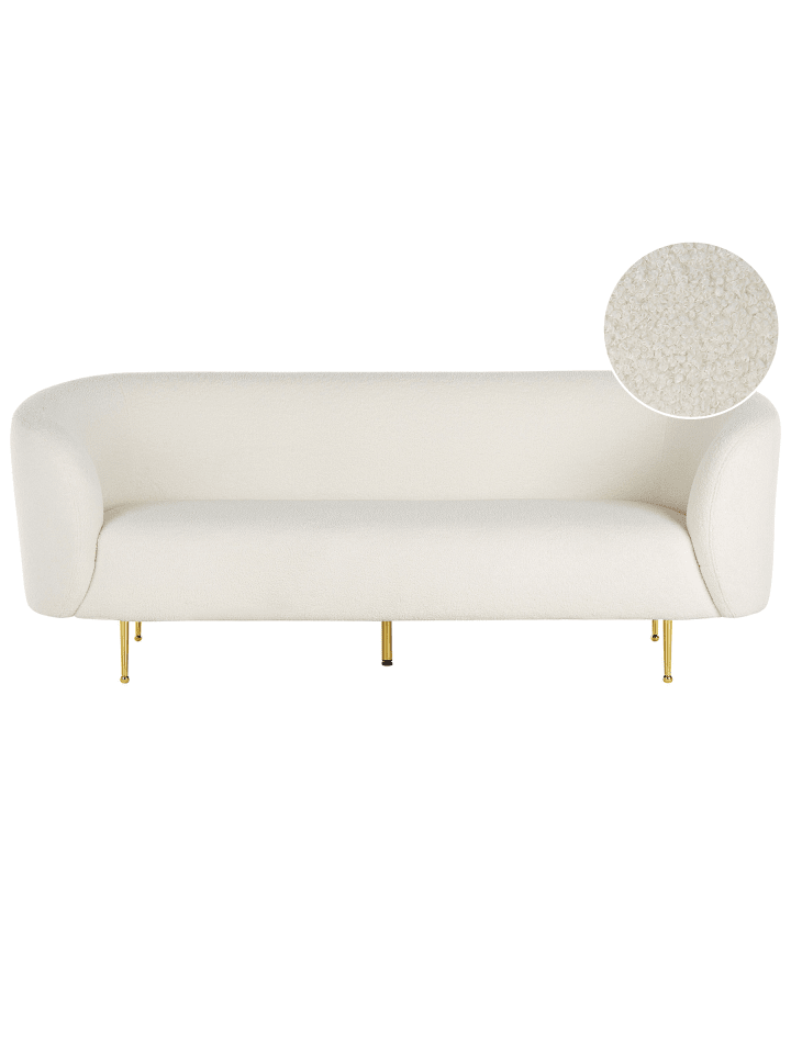 3-Sitzer Sofa LOEN in Weiß/Gold - (W) 200 x (H) 79 x (L) 70 cm