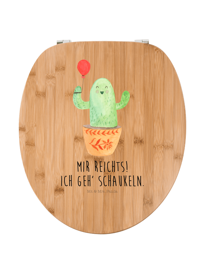 Toilettendeckel Kaktus Luftballon mit Spruch in Braun