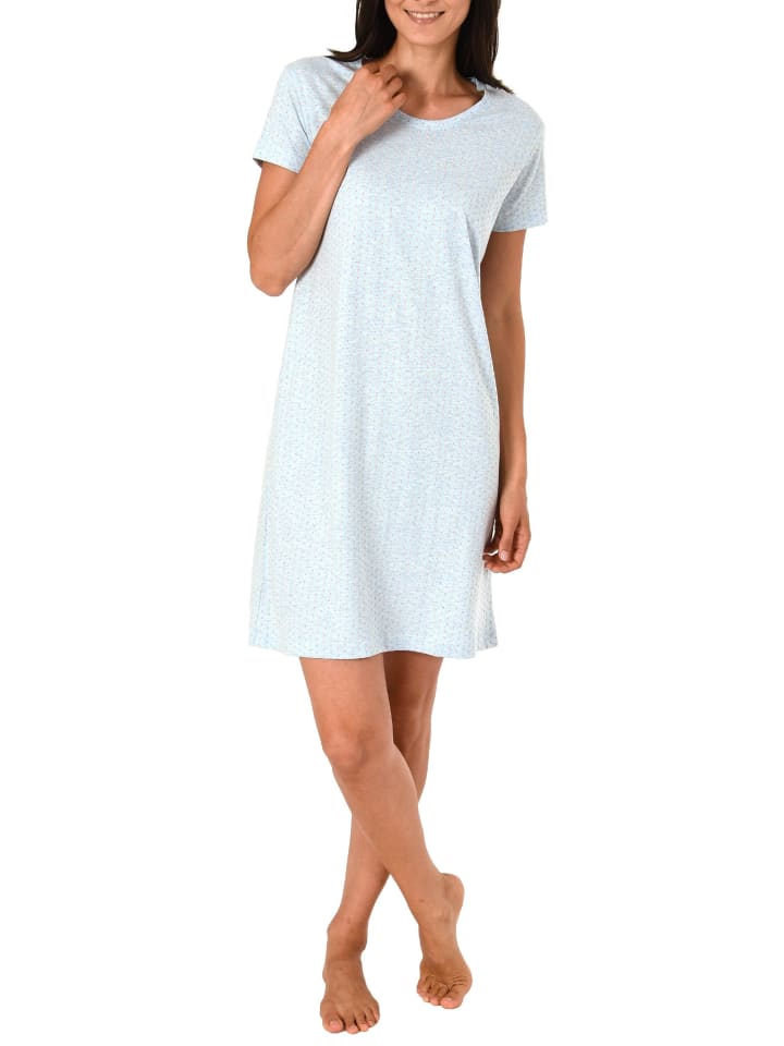 Nachthemd kurzarm print - 45217 in hellblau