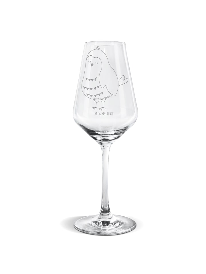 Weinglas Eule Zufrieden ohne Spruch in Transparent