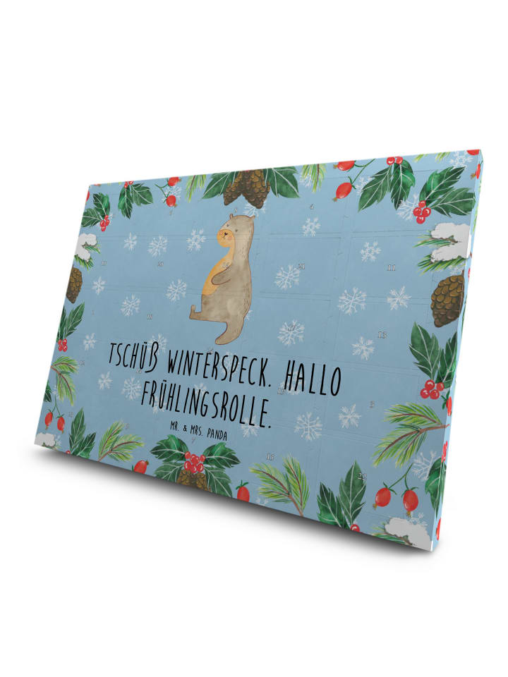 Adventskalender Otter Bauch mit Spruch in Eisblau