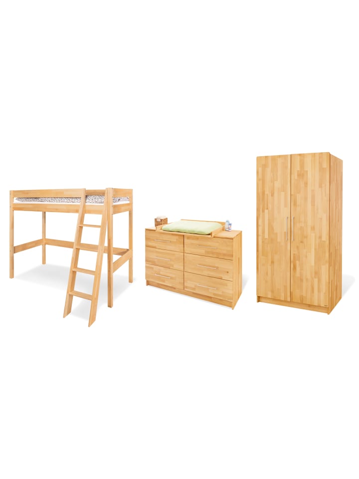 Jugendzimmer-Set Natura extrabreit mit Hochbett, 3-tlg.