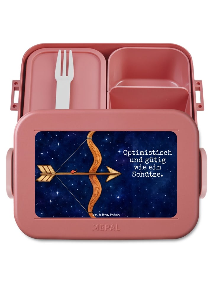 Snackbox Sternzeichen Schütze Design mit Spruch in Rot Pastell