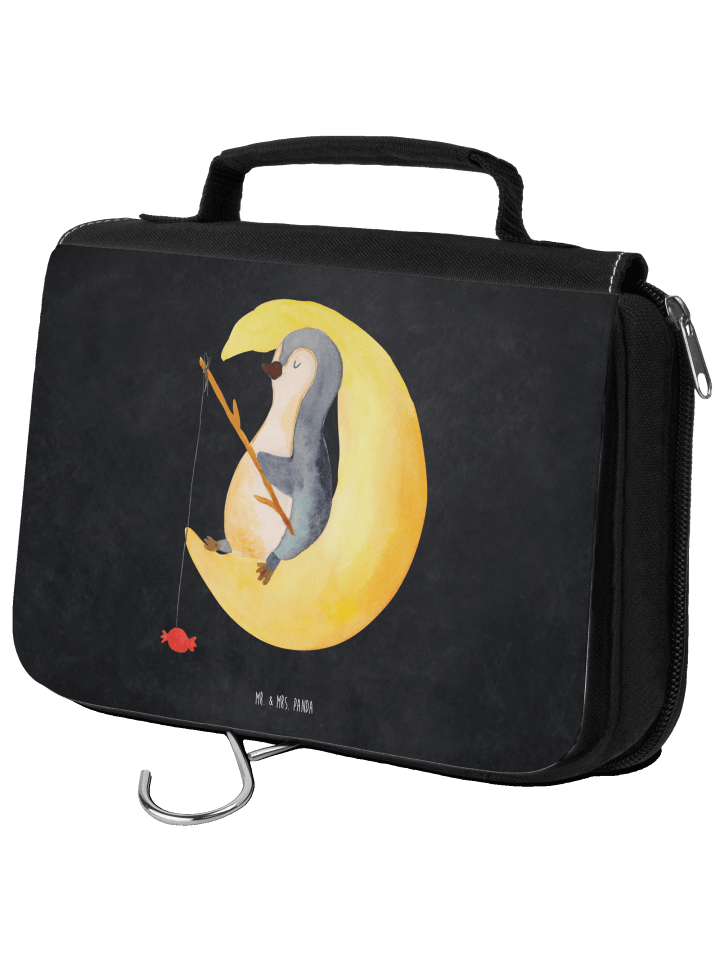 Kulturtasche Pinguin Mond ohne Spruch in Kreidetafel