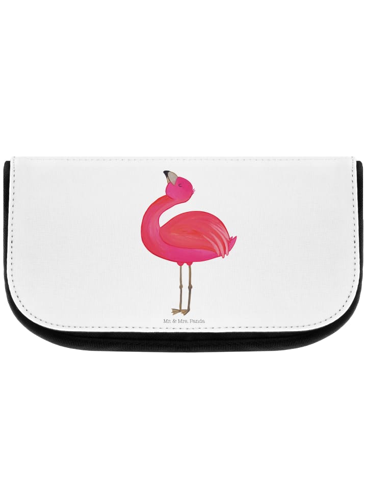 Kosmetiktasche Flamingo Stolz ohne Spruch in Weiß