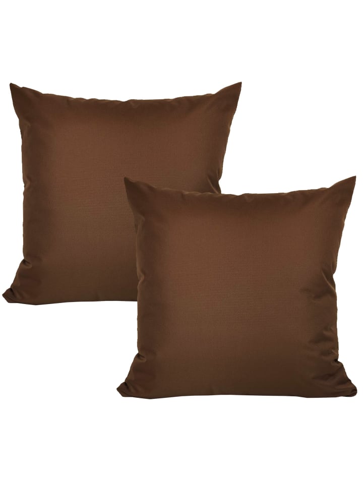 2er Set Outdoor Kissenhülle 45x45cm Uni in Braun