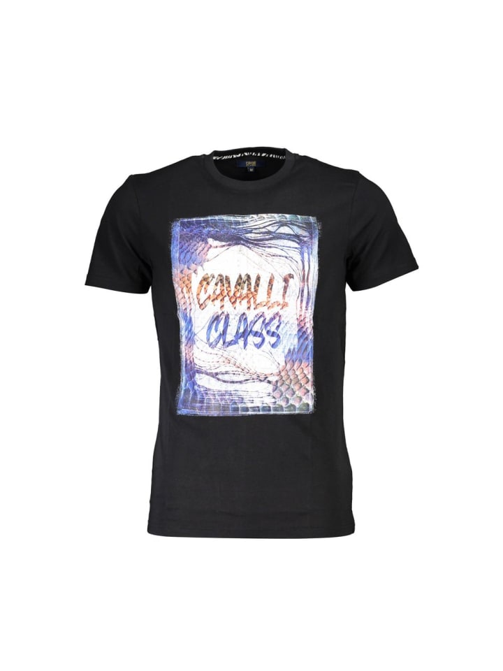 Schwarz Baumwolle Herren T-Shirt