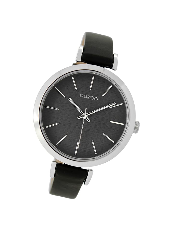Analog-Armbanduhr Oozoo Timepieces schwarz groß (ca. 40mm)