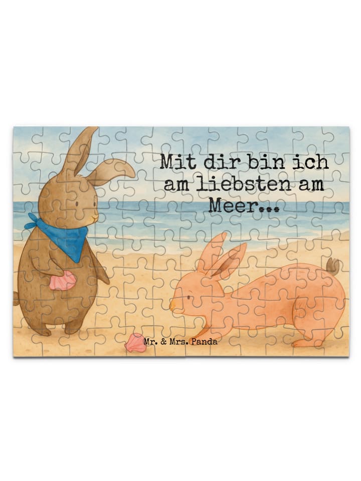 Puzzle Hasen Muschel Design mit Spruch in Weiß