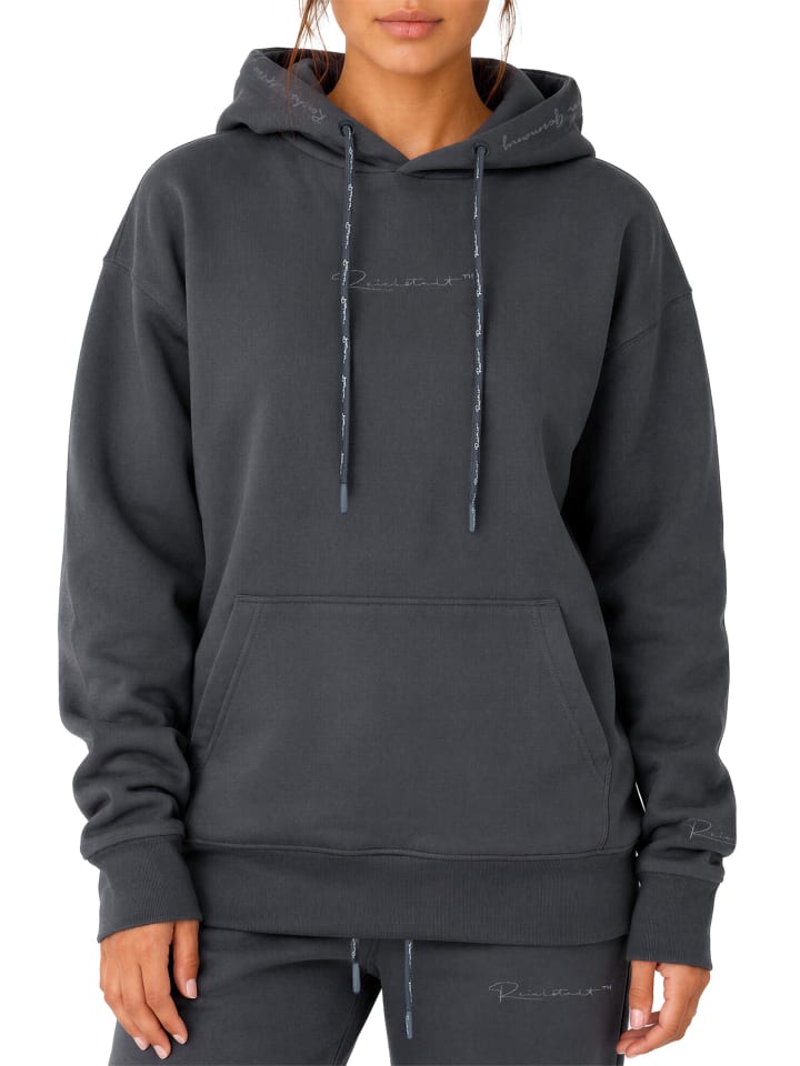 Damen Relaxed Fit Hoodie Marken-Stick in Anthracite