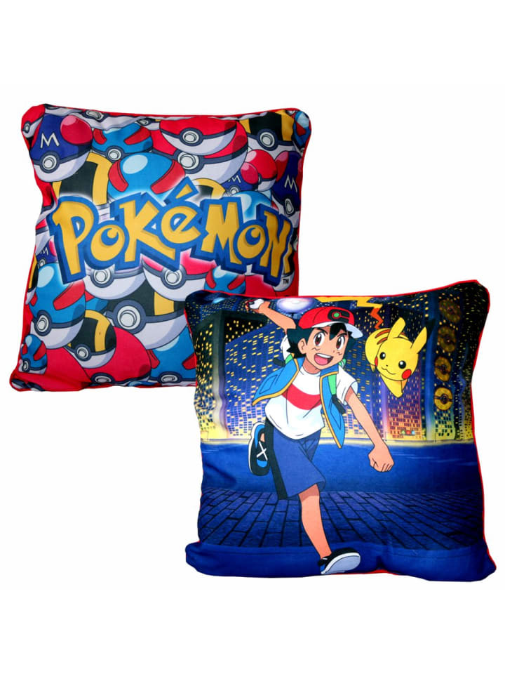 Ash & Pikachu | Pokemon | 40 x 40 cm Deko-Kissen | Wende-Motiv