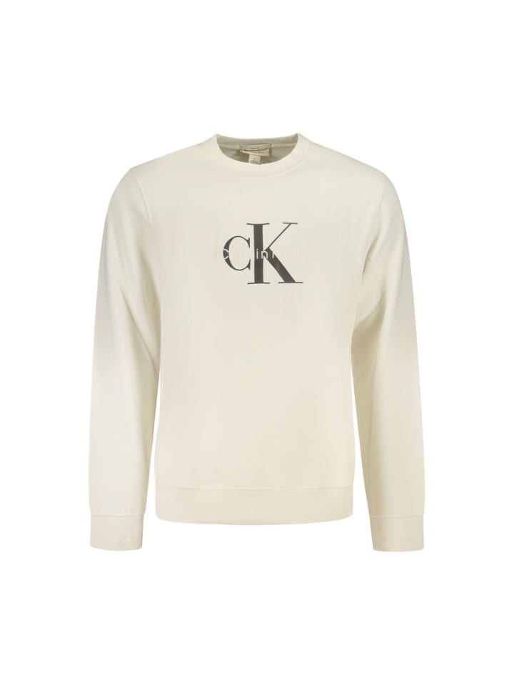 Weiß Baumwolle Herren Sweatshirt