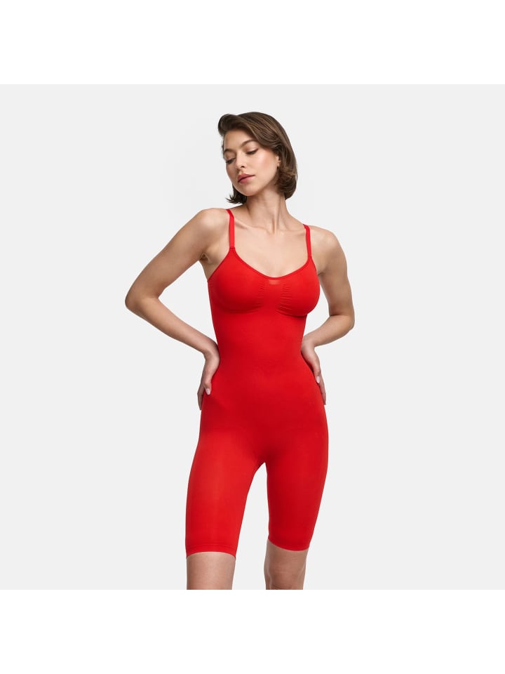 Figurformender Body mit Shorts in Feuerrot