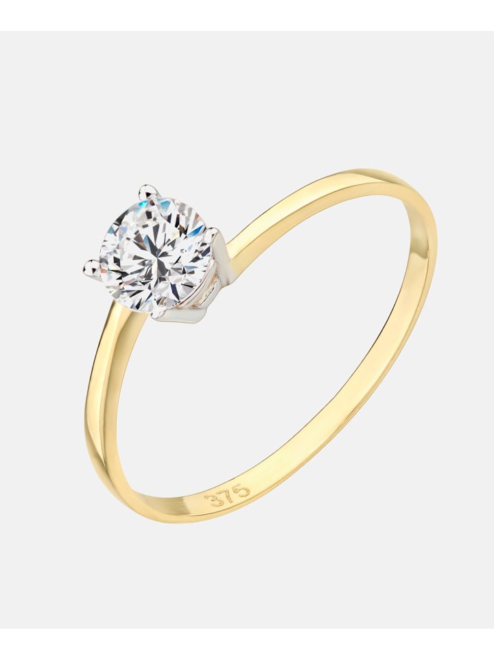 Verlobungsring aus 375 Gelbgold mit Zirkonia