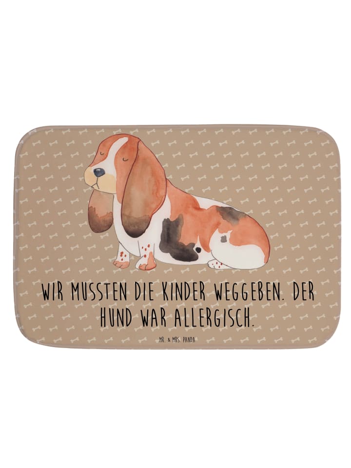 Duschvorleger Hund Basset Hound mit Spruch in Hundeglück