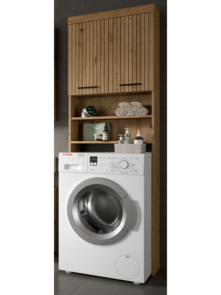 Waschmaschinenschrank in Eiche Artisan 63 x 191 cm, Waschmaschinen Überbau