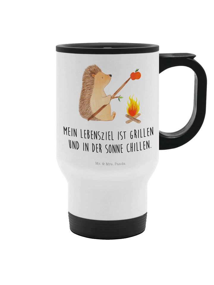 Thermosbecher Igel Grillen mit Spruch in Weiß