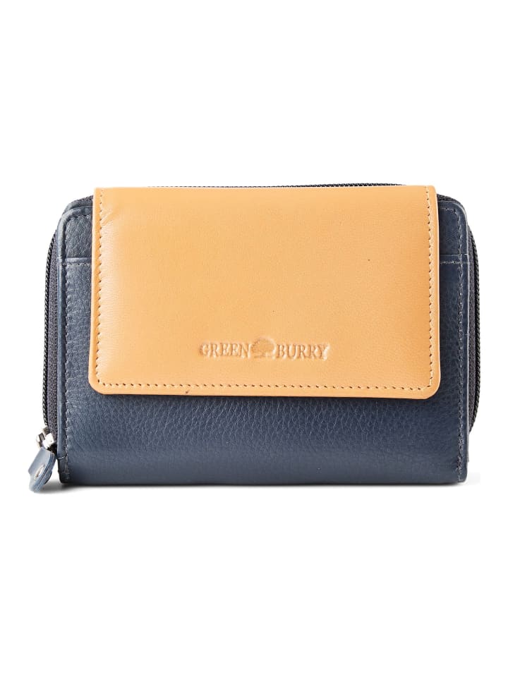 Nappa Geldbörse RFID Schutz Leder 14 cm nacy-tan