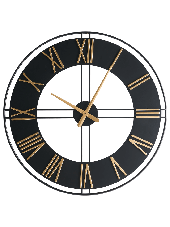 Wanduhr PERIGNY in Schwarz/Gold - (W) 80 x (H) 80 x (L) 4 cm