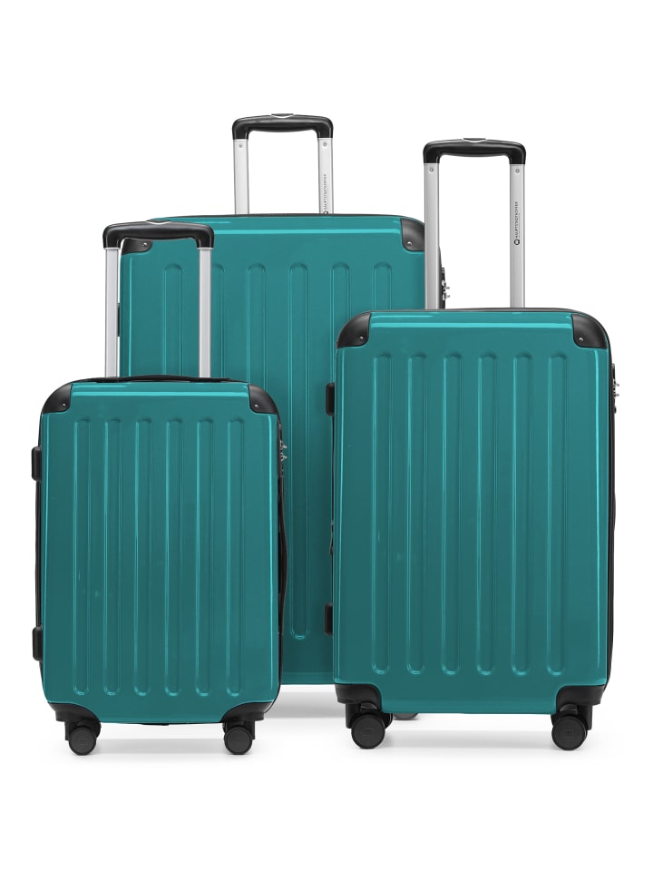 Alex - 3er Koffer-Set, 4 Rollen, TSA in Türkis