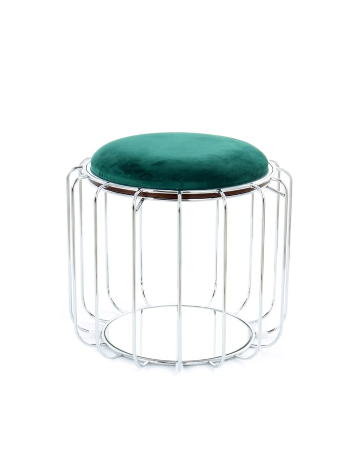 Beistelltisch Pouf Comfortable 110 in dunkelgrün - silber