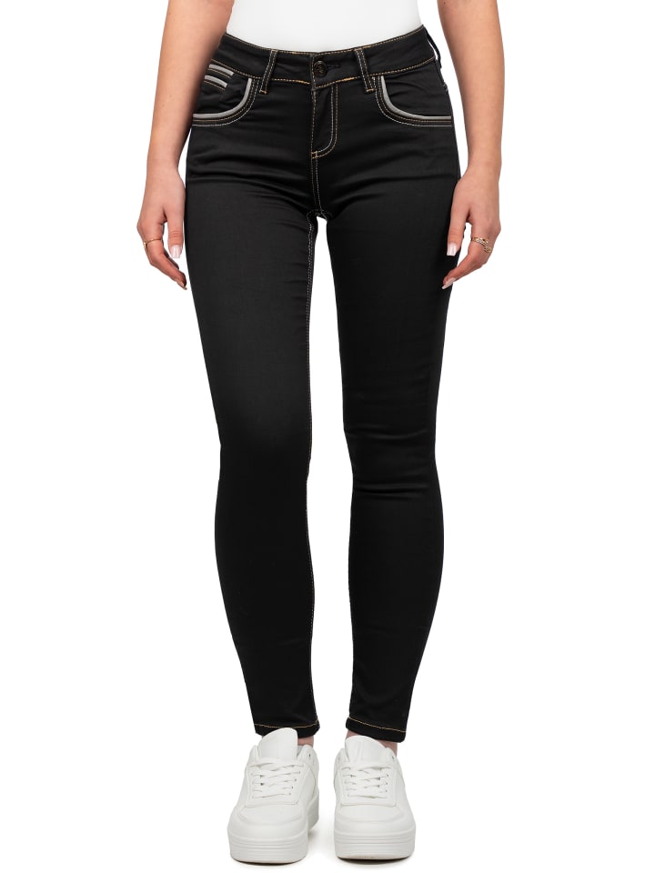 Damen Slim Fit Jeans Stonewashed in Black