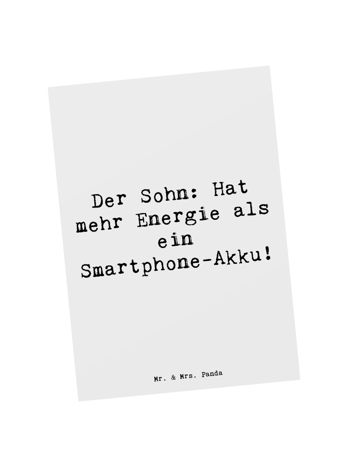 Postkarte Energie Sohn mit Spruch in Weiß