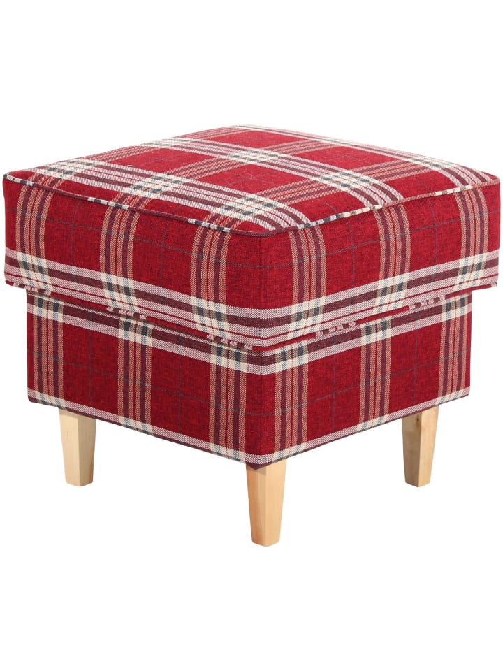 HOCKER Karlen Bezug Flachgewebe Buche natur / rot